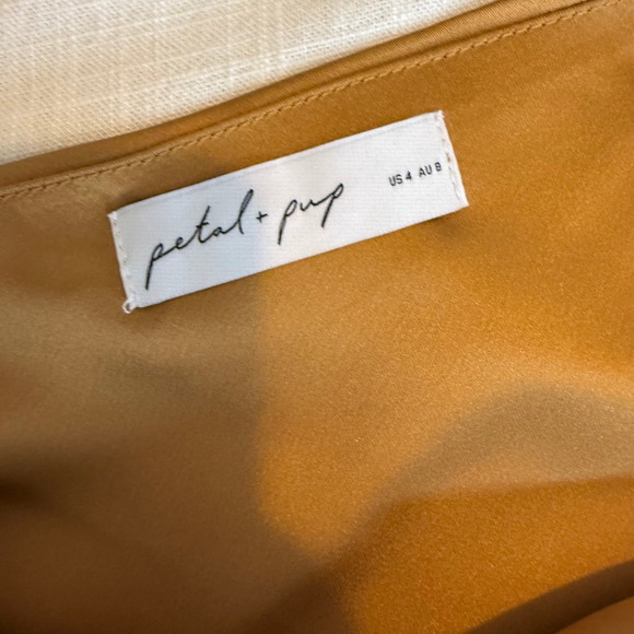 Petal + Pup Gold‎ One Shoulder Maxi Dress High Slit Formal Party Cocktail US 4 - Picture 8 of 9